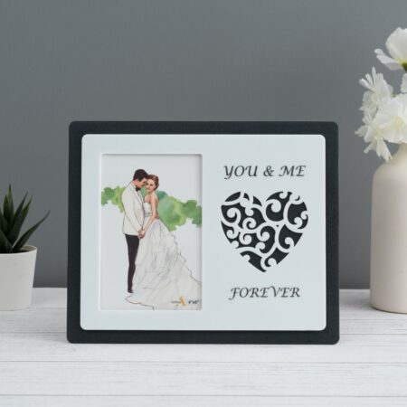 Black Acrylic Photo Frame with Heart Design