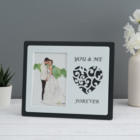 Black Acrylic Photo Frame with Heart Design