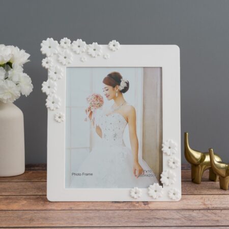 White Floral Photo Frame