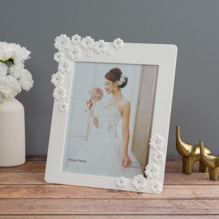 White Floral Photo Frame