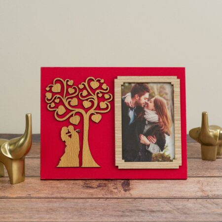 Couples Red Photo Frame with Tree Design