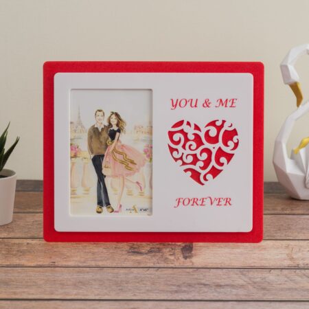 Red Acrylic Photo Frame with Heart Design