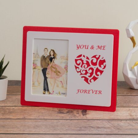 Red Acrylic Photo Frame with Heart Design